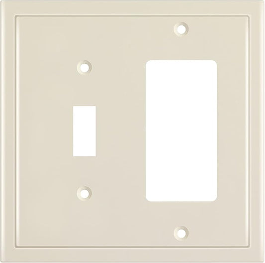 Henne Bery Modern Edge Decorative Wall Plate Switch Plate Outlet Cover, Durable Solid Zinc Alloy (Toggle/Decorator, Light Almond)