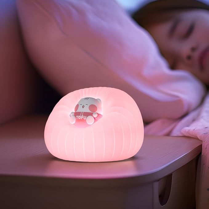 Night Light for Bedroom, Rechargeable LED Lamp with Adjustable Brightness and Automatic Shut-Off, Soft Silicone Design, Touch Control, Gift for Infants, Toddlers, Girls, and Boys