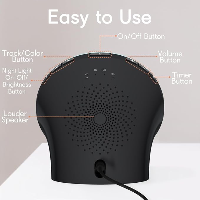 BrownNoise White Noise Machine with 30 Soothing Sounds 12 Colors Night Light and Sound Machine 36 Volume Levels 4 Timers and Memory Function 10 Adjustable Brightness Sleep Machine for Baby Adults Kids