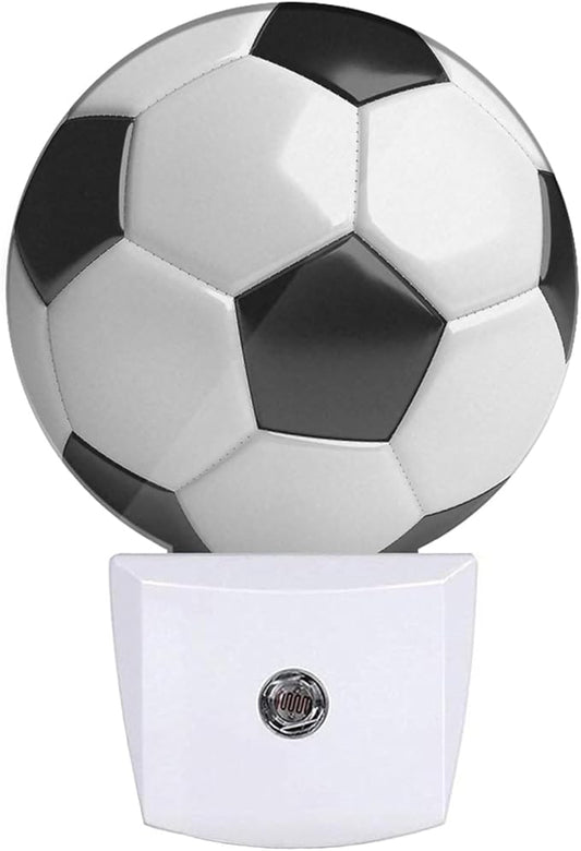 EKOBLA Soccer Night Light American Soccer Ball Black and White Sports Design Night Lights Plug into Wall with Dusk to Dawn Sensor for Boys Room Men Cave, LED 0.5W Sleep Friendly