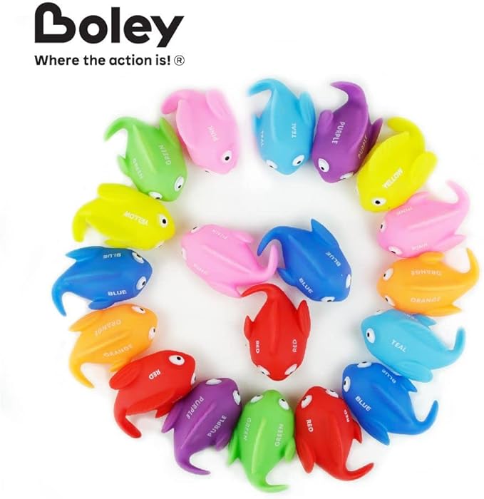 Boley 24 Piece Rainbow Fish Bath Toys – Colorful Floating Educational Pool Toys for Babies, Toddlers, and Kids – Perfect for Bath Tubs and Pool Games – Vibrant Colors and Soft Silicone Interiors