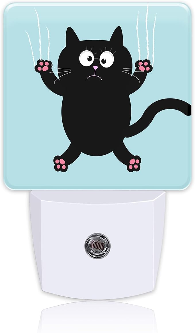 Cartoon Black Cat Claw Scratch Glass Night Light for Kids, LED Night Light Plug into Wall with Dusk to Dawn Sensor for Girls Boys Women Room Decor,Hallway,Kitchen,Bathroom,Nursery,Stairs