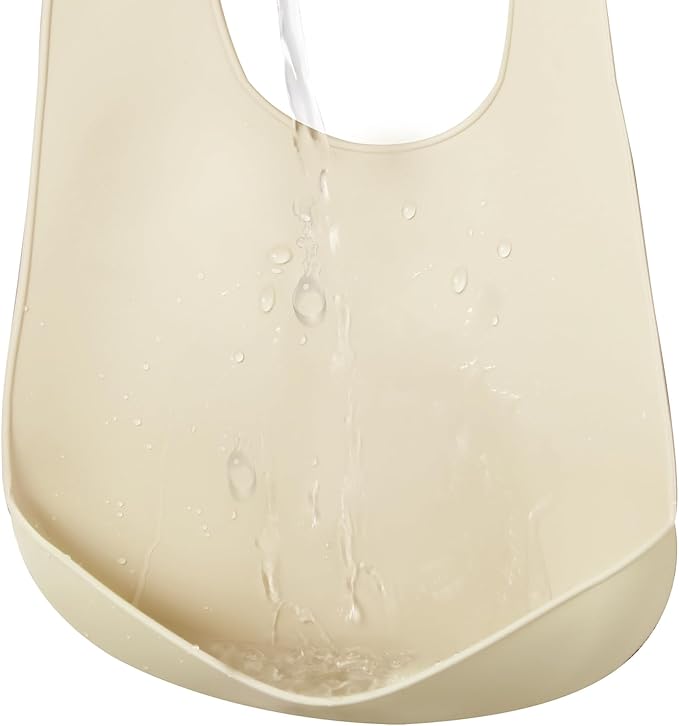 PandaEar 3 Pack Silicone Baby Bibs, Super Thin Light Weight Waterproof for Babies & Toddlers, Adjustable Soft Silicone Feeding Bibs with Food Catcher Pocket (Blue/Green/Flesh)