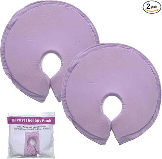 Reusable Breast Ice Packs, Breast Therapy Pack, Breastfeeding Essentials, for Breastfeeding Relief, Engorgement, Swelling Augmentation, Mastitis, Mastectomy Recovery, 2 Pack, Purple (Elastic Gel)