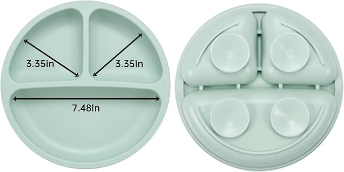 PandaEar Baby Feeding Set| 2 Pack Silicone Divided Suction Plate, 2 Set Toddler Spoons & Forks| Baby Led Weaning Supplies Self Feeding Eating Utensils