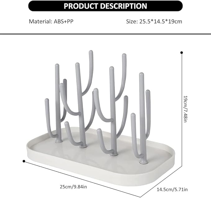 Baby Essentials,Bottle Drying Rack,Baby Bottle Drying Rack,Drying Rack for Kitchen Counter,Detachable Bottle Dryer Holder with Base.for Nipples,Cups,Pump Parts and Accessories(Gray)