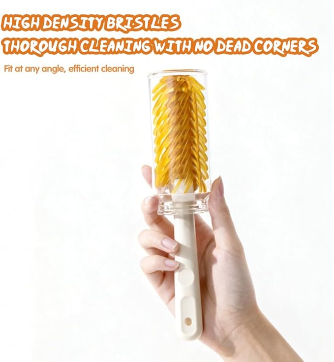 7-in-1 Baby Bottle Brush Set with Silicone Nipple & Straw Brushes, Soap Dispenser, Foldable Drying Rack, Portable Case – for Home & Travel