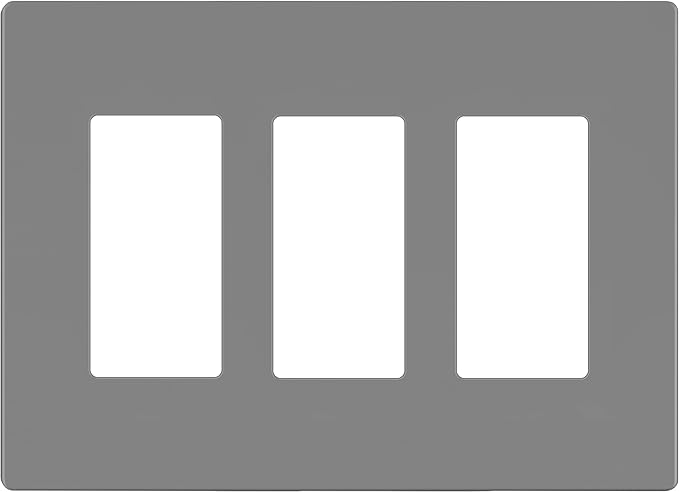 LIDER Matte Finish Decorator Switch Cover, Screwless Wall Plate, Mid-Size 3-Gang 4.88" x 6.77", Unbreakable Polycarbonate Thermoplastic, UL Listed, LSWP-33M-GY, Gray