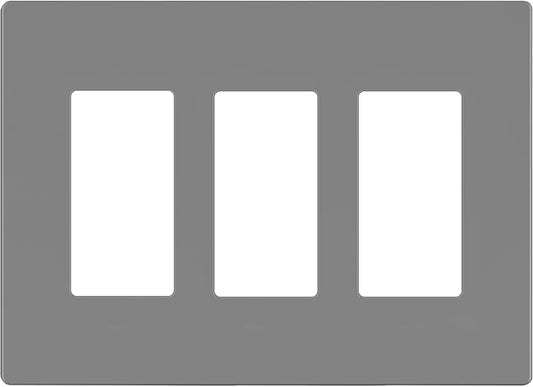 LIDER Matte Finish Decorator Switch Cover, Screwless Wall Plate, Mid-Size 3-Gang 4.88" x 6.77", Unbreakable Polycarbonate Thermoplastic, UL Listed, LSWP-33M-GY, Gray