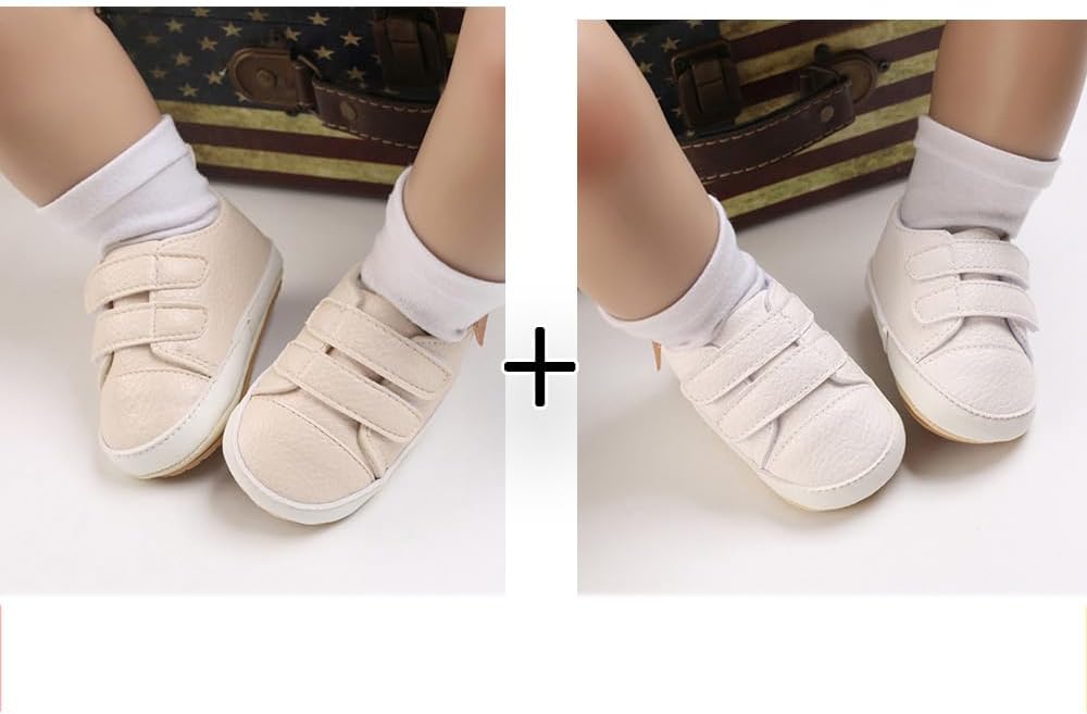 2Pairs Baby Shoes,Boys Girls Non-Slip Rubber Sole Sneakers,Unisex Infant Soft Lightweight First Walking Crib Shoes