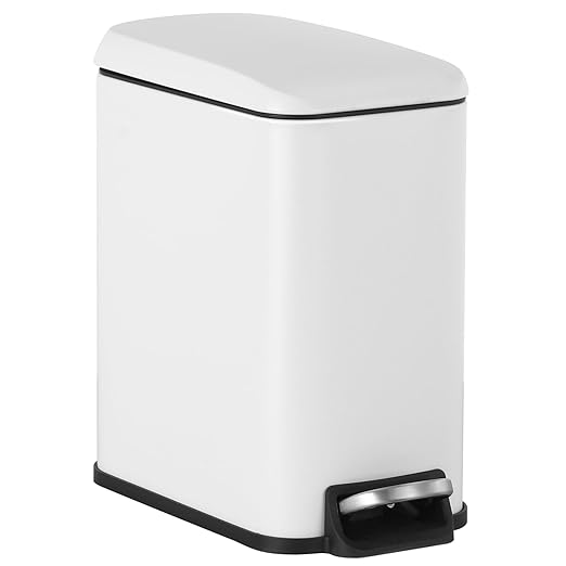 PayLessHere 1.3 Gallon Trash Can Kitchen Trash Can Stainless Steel Trash Can Garbage Can with Removable Plastic Inner Bucket Lid Foot Pedal for Home Kitchen Bedroom Bathroom Kitchen Waste Bin