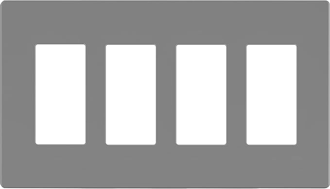 LIDER Matte Finish Decorator Switch Cover, Screwless Wall Plate, Mid-Size 4-Gang 4.88" x 8.58", Unbreakable Polycarbonate Thermoplastic, UL Listed, LSWP-34M-GY, Gray