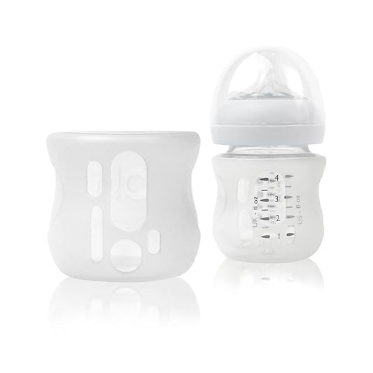 Olababy Silicone Sleeve for Avent Natural Glass Baby Bottles (4 oz, Translucent)