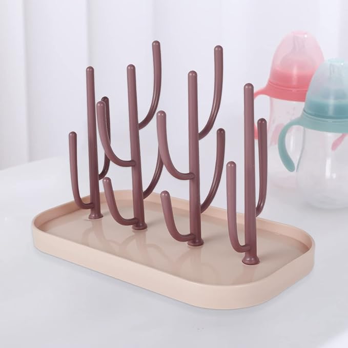 Baby Essentials,Bottle Drying Rack,Baby Bottle Drying Rack,Drying Rack for Kitchen Counter,Detachable Bottle Dryer Holder with Base.for Nipples,Cups,Pump Parts and Accessories(Pink)