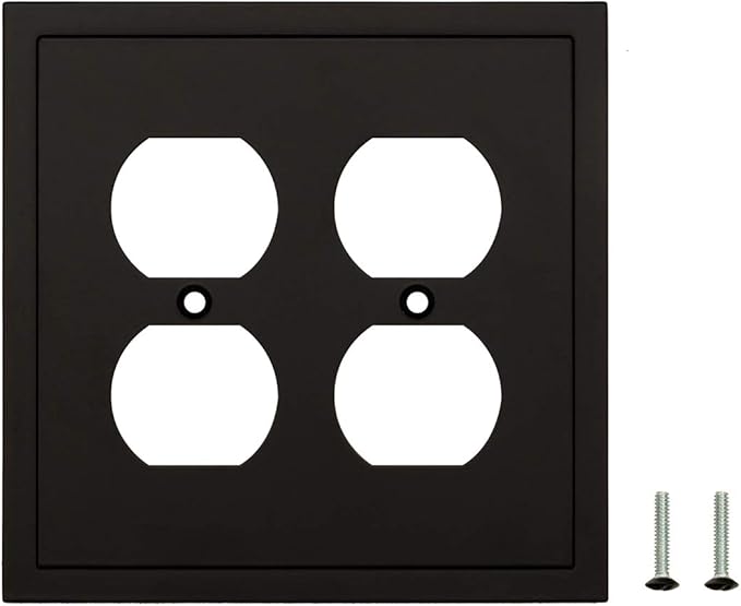 Modern Edge Decorative Wall Plate Switch Plate Outlet Cover, Durable Solid Zinc Alloy (Double Duplex, Matte Black)