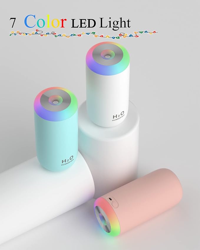 Plant Humidifier indoor, 350ml Humidifier for plant, desk, portable, travel (Cyan)