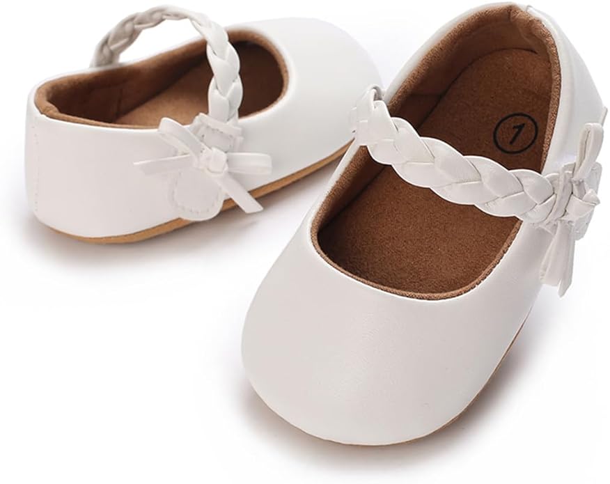 COSANKIM Baby Girls Mary Jane Flats Shoes Anti-Slip Rubber Sole Infant Toddler Princess Wedding Dress Shoes