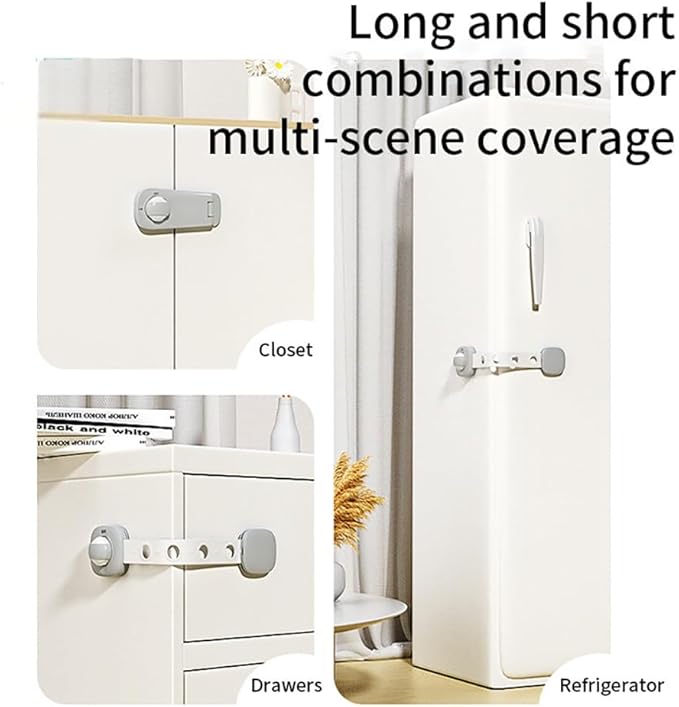 Baby Locks Child Safety Cabinet Proofing - Safe Quick and Easy 3M Adhesive Cabinet Drawer Door Latches No Screws & Magnets Multi-Purpose for Furniture Kitchen Ovens Toilet Seats (Grey 2Pack)