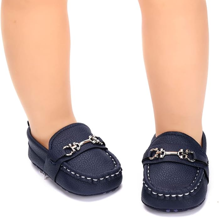 LONSOEN Baby Girls Boys Loafers Prewalker Dress Crib Shoes