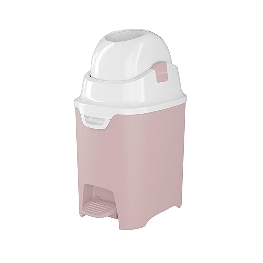 Foundations Mini Hands-Free Diaper Pail with Airtight Lid - Durable & Odorless Diaper Disposal, Large Capacity, Holds up to 30 Newborn Diapers, Refill with Any Bags - Pink