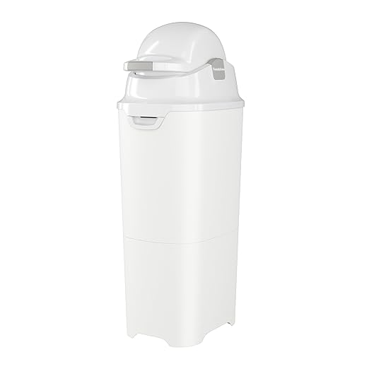 Foundations Tall Diaper Pail with Airtight Lid - Durable & Odorless Diaper Disposal, Large Capacity, Holds up to 60 Newborn Diapers, Refill with Any Bags - White