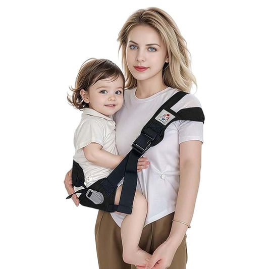Baby Sling Carrier with Hip Seat - Breathable & Adjustable, Anti-Slip Design for Infants 0-36 Months, ASTM Certified, Ergonomic Hands-Free Carrier Carrying 8-35lbs (Black)