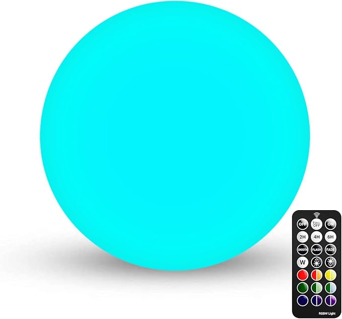 LOFTEK 6-inch LED Light Ball: Nursery Night Light with Remote Control, 16 RGB Color Changing & Dimming Rechargeable, Cordless Portable Floating Pool Lights for Kids or Decor