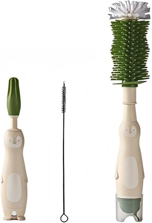 Baby Bottle Cleaning Kit - Liquid-Dispensing Brush System with Nipple & Straw Brushes - New Upgrade