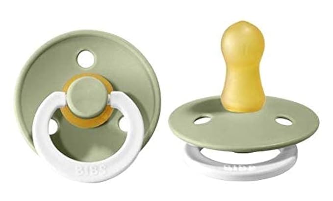 BIBS Pacifiers Colour Collection | Natural Rubber Baby Pacifier | Set of 2 BPA-Free Soothers | Made in Denmark | 6+ Months (Pack of 2) | Sage Night