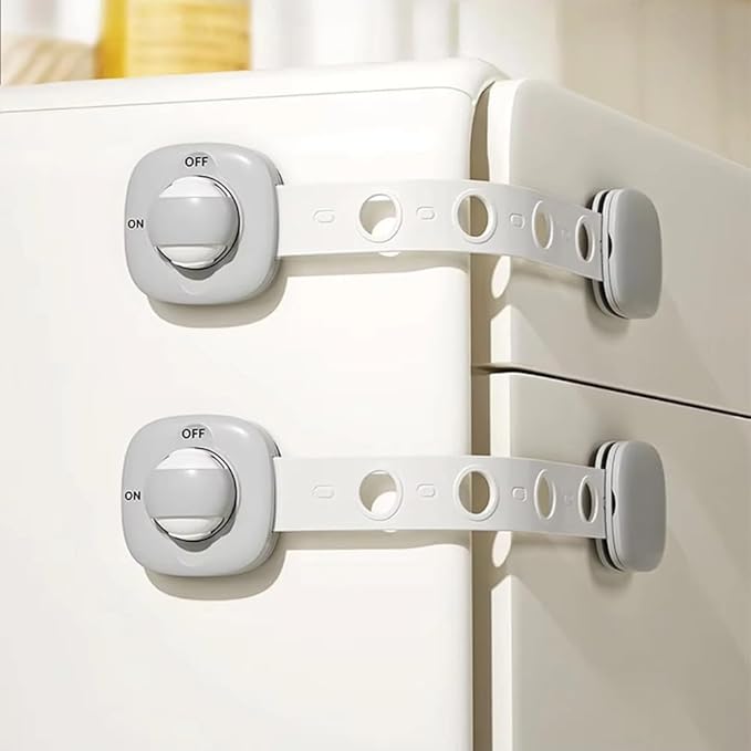 Baby Proof Cabinet Locks - No Drill Safety Latches for Oven, Dishwasher & Drawers, Adjustable 2-15cm,childproofing safety equipment 3M Adhesive - Rental Friendly (Grey, 6 Pack)