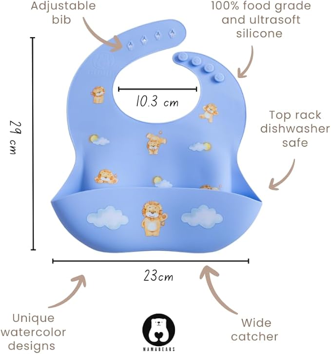 Silicone Baby Bib and Mat | Boys Girls Babies & Toddlers | Waterproof, Adjustable, BPA Free