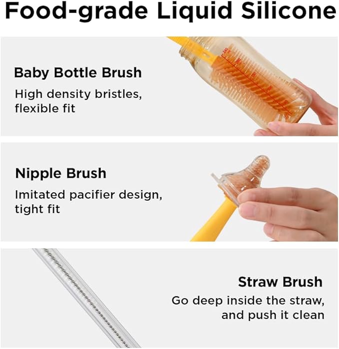 Travel Bottle Brush with Portable Bottle Drying Rack, Baby Bottle Brush for Baby Travel Essential, Green