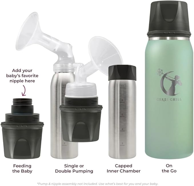 CERES CHILL OG Breastmilk Chiller & Warmer – 12–34oz Portable Breast Milk Cooler, Storage & Baby Bottle for Travel, Work or On-The-Go – Pump Compatible Container – You’re So Golden
