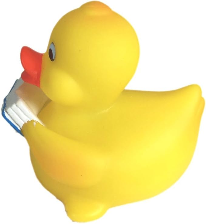 3" Reading Rubber Duck [Sealed Hole, Floats Upright] - Baby Safe Bathtub Bathing Toy