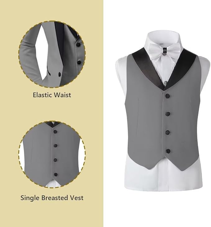 Boys Suit 3 Piece Ring Bearer Suit Kids Formal Jacket Vest Pants Suits Wedding Outfit for Party Prom Tuxedo