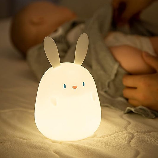 LED Cute Rabbit Night Light, Cute Silicone Bunny Lamp and Animal NightLight,LED Squishy Animal Light for Sleep,Kawaii Bedside Lamp Room,Rechargeable Bedside Touch Silicone Lamp (Rabbit)