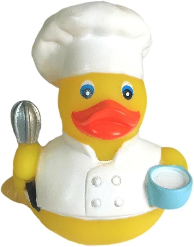 3" Chef Rubber Duck [Floats Upright] - Baby Safe Bathtub Bathing Toy