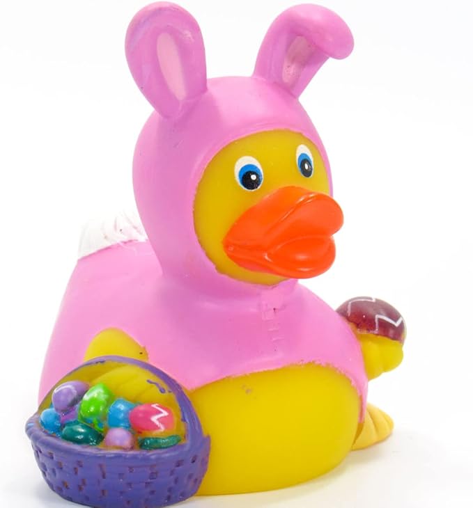 Easter Bunny Pink Rubber Duck Bath Toy | Weighted and Sealed | Safe for Children All Ages | 100's of Styles to Chose | Collect Them All | 3 x 3.5 x 3
