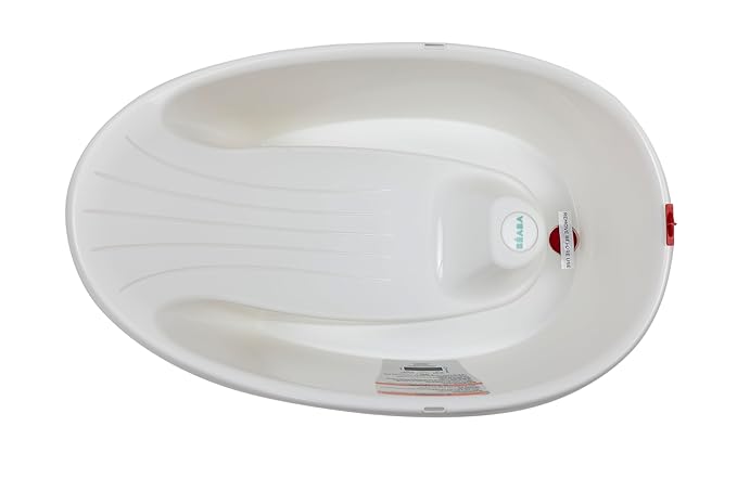 BEABA by OKBaby, Onda Baby Bath, Ergonomic Multi-Position tub for Infants and Babies up to 12 Months, Integrated Water Thermometer, Made in Italy, White