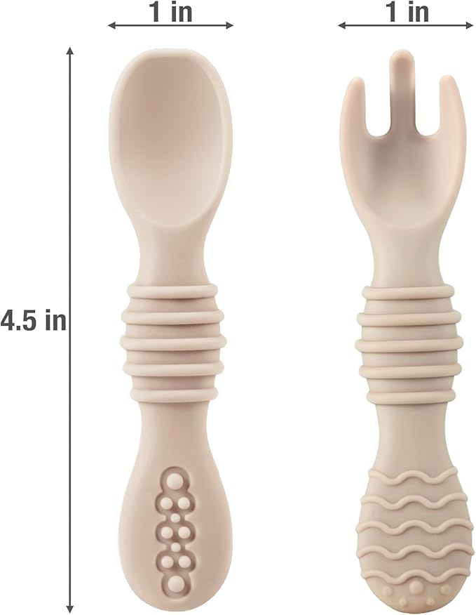 PandaEar 6 Pack Silicone Baby Spoons & Forks | Baby Feeding Set Self Feeding Utensils, Toddler Infant Feeding Spoon Forks BPA Free First Stage