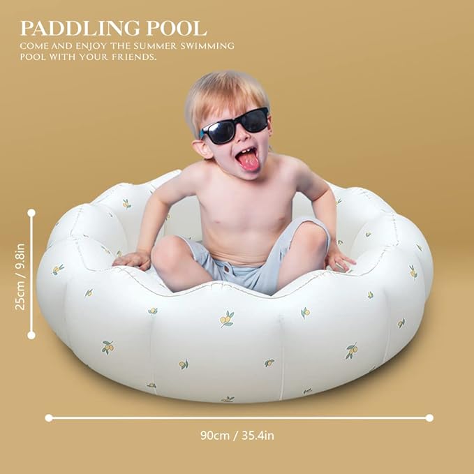 Inflatable Baby Pool, Portable Paddling Baby Swimming Pool, Toddlers for Ages 0-3 Years Girls and Boys, Indoor& Outdoor, Garden and Backyard Summer Water Party, 35.4x9.8 in(White)