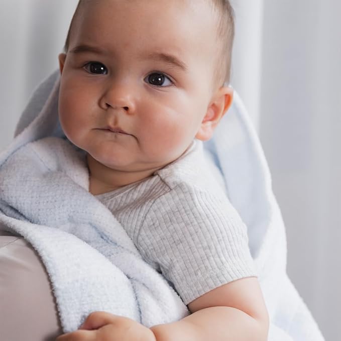 Living Textiles Chenille Knitted Blanket - Blue Check