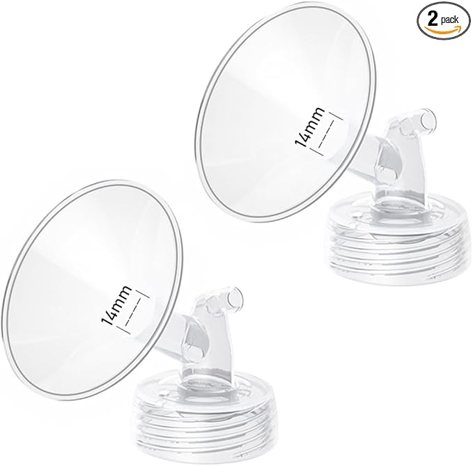 2pcs 14mm Flange Compatible with Spectra S1 S2 9 Plus Synergy Gold Ameda MYA Motif Luna Breast Pump, Replacement to Spectra Pump Parts, Breast Pump Shields 14mm Replace S1 S2 Parts