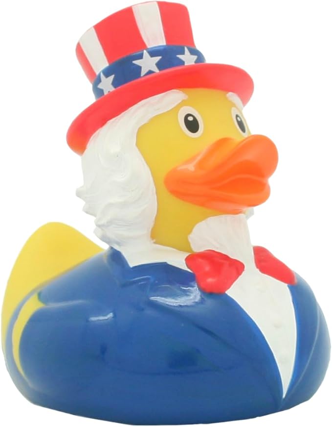 Patriotic Rubber Duck Bath Toy, Stars and Stripes Design, Red White Blue, 3 inches