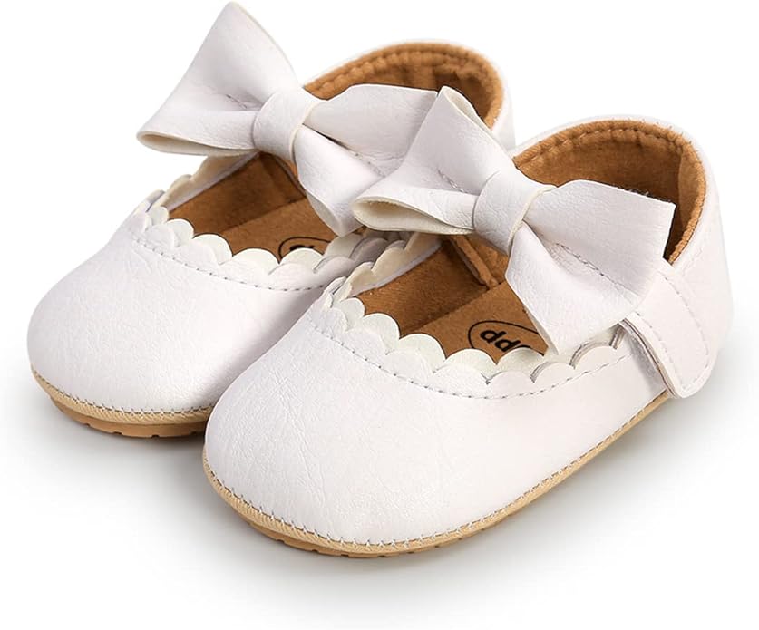 COSANKIM Baby Girls Mary Jane Flats Shoes Anti-Slip Rubber Sole Infant Toddler Princess Wedding Dress Shoes