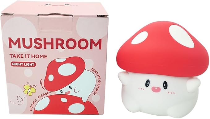 LED Mushroom Silicone Night Light Soft Sleeping Nursery Night Light Dimmable Timer Rechargeable Lamp Room Decor Baby Bedside Lamp