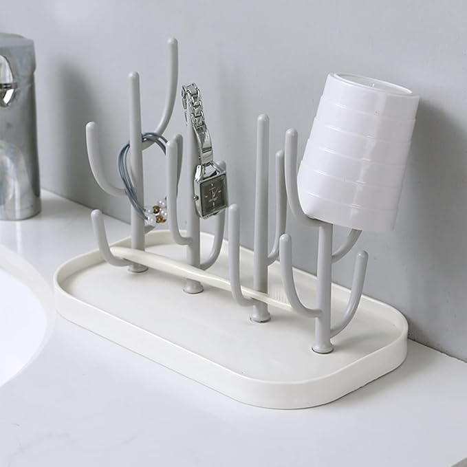 Baby Essentials,Bottle Drying Rack,Baby Bottle Drying Rack,Drying Rack for Kitchen Counter,Detachable Bottle Dryer Holder with Base.for Nipples,Cups,Pump Parts and Accessories(Gray)