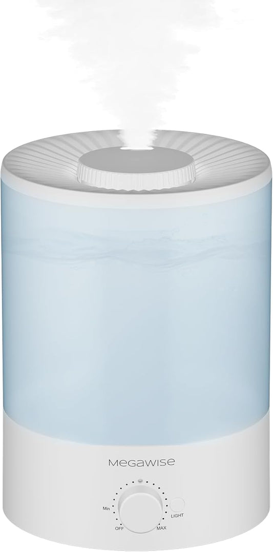 MegaWise Ultrasonic Cool Mist Humidifier | Quiet Operation, Top Fill, Auto Shut-Off | Ideal for Bedroom, Baby Room, and Plants (3.5 L)
