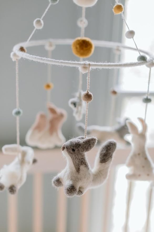 Pehr Classic Wool Felt Baby Mobile, Field of Dreams | Handmade Nursery Décor | Includes Gift Box | Ethical & Enchanting | 28” x 9”