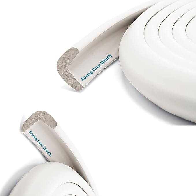 Roving Cove Slim-Fit Edge Protector for Baby Proofing (9ft Small Edge Only), Soft Rubber Foam, Furniture Edge Bumper Guard, Desk Edge Cushion, 3M Adhesive, Oyster White (Off White)